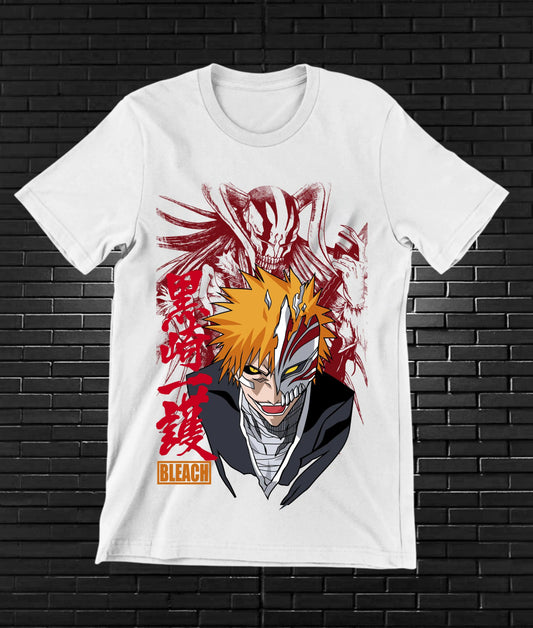 Camiseta Bleach – Ichigo Kurosaki · retrato rojo · Blanca