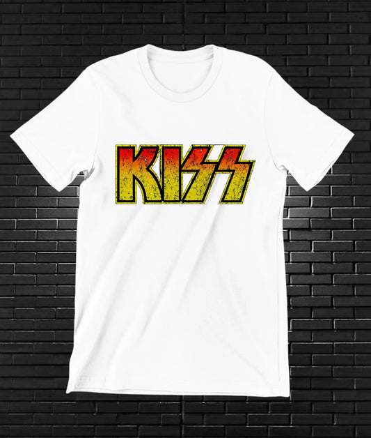 Camiseta KISS – Logotipo clásico · Blanca