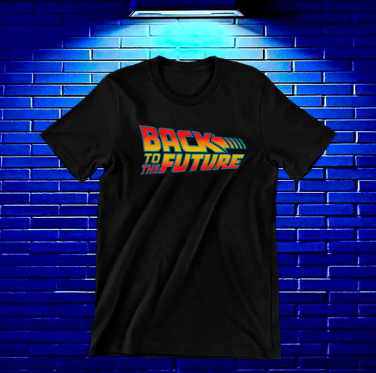 Camiseta Volver al Futuro – Logotipo clásico multicolor · Negra
