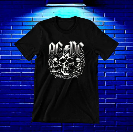 Camiseta AC/DC – Tres calaveras · Negra
