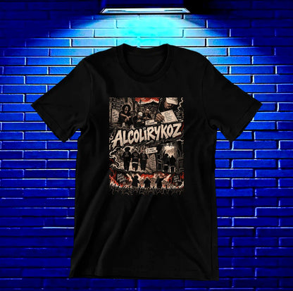 Camiseta Alcolirykoz – BAMOR – Diseño BANIX – Negro