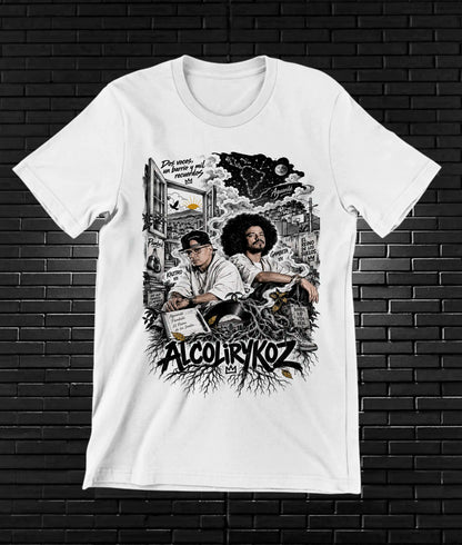 Camiseta Alcolirykoz – BAMOR – Diseño BAREN – Blanco