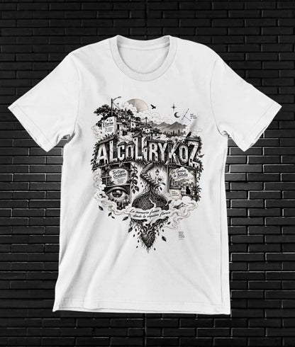 Camiseta Alcolirykoz – BAMOR – Diseño MERON – Blanco