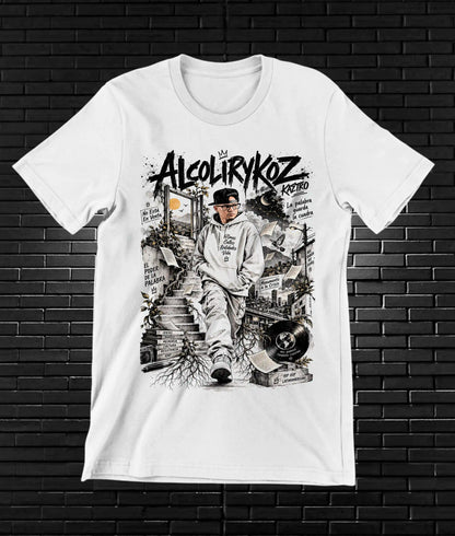 Camiseta Alcolirykoz – BAMOR – Diseño NIVRA – Blanco