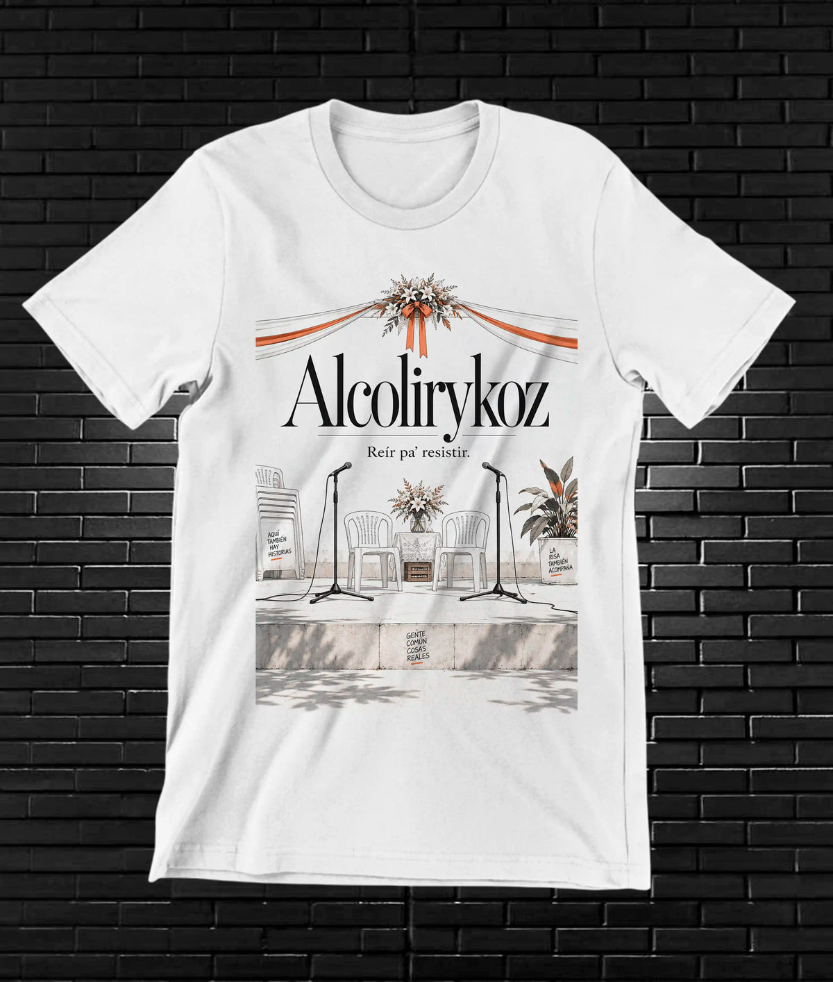 Camiseta Alcolirykoz – CAMINE – Diseño BAREN – Blanco