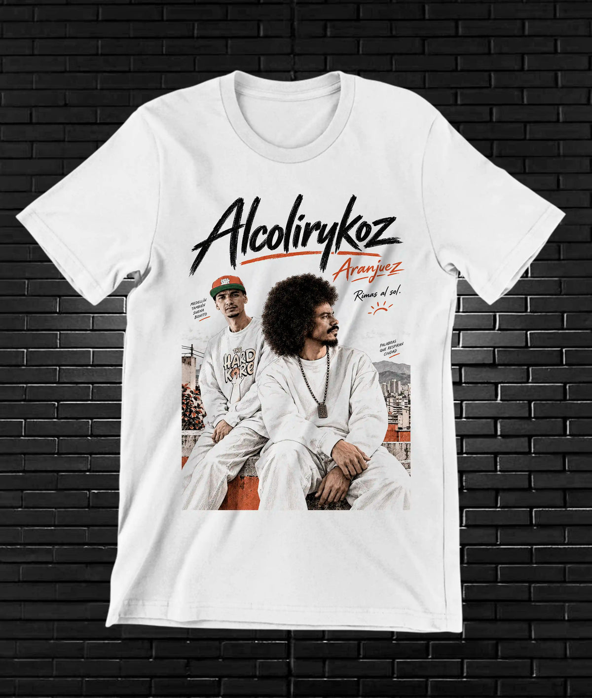 Camiseta Alcolirykoz – CAMINE – Diseño CAVOX – Blanco