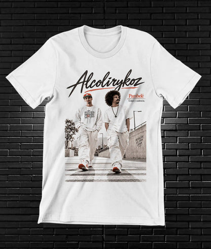 Camiseta Alcolirykoz – CAMINE – Diseño NIVRA – Blanco