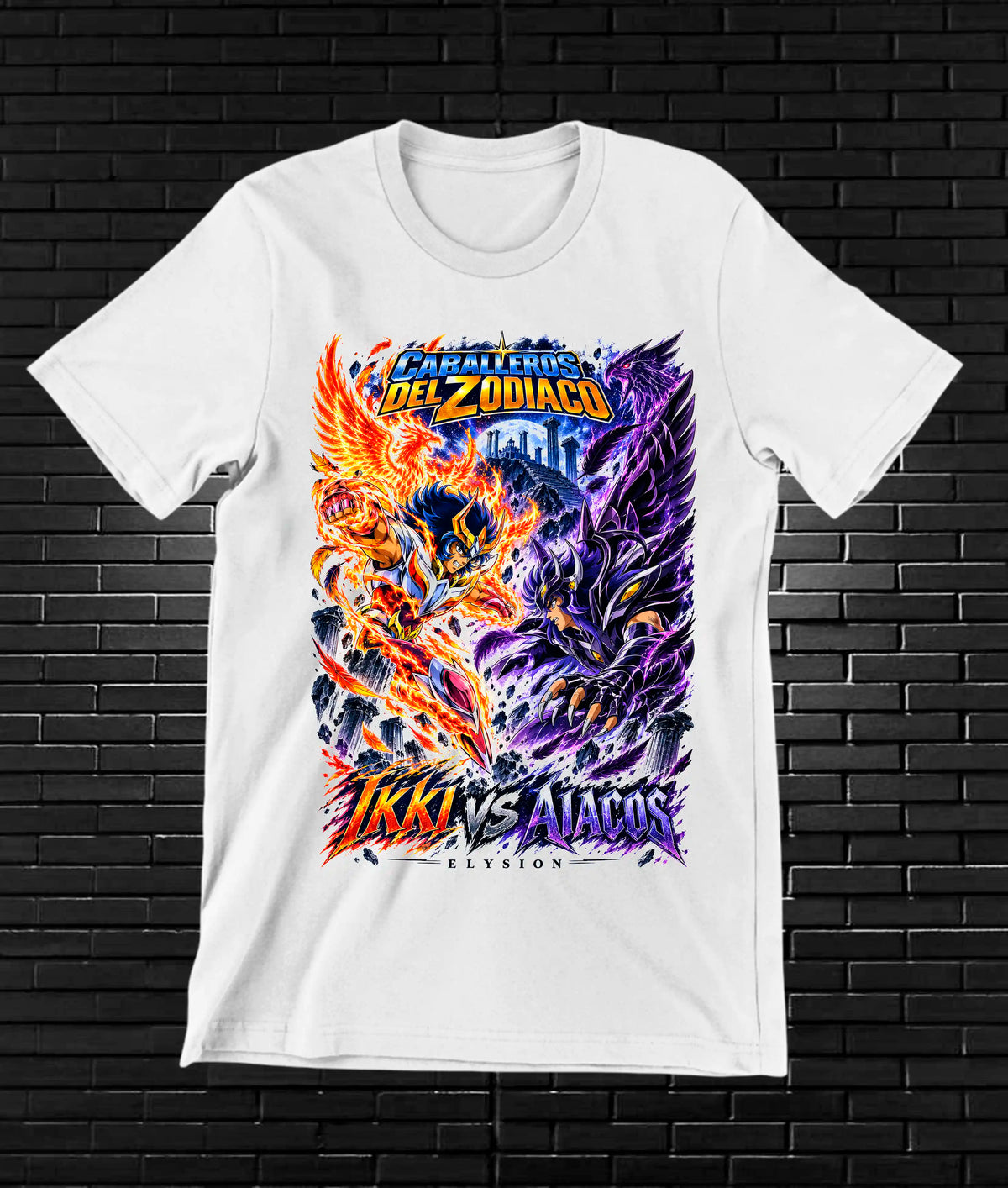Camiseta Caballeros del Zodiaco CALEN - MERON Blanco