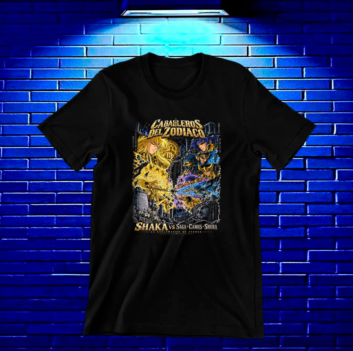 Camiseta Caballeros del Zodiaco CAVEN - MERON Negro