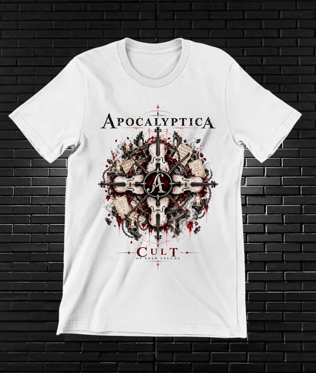 Camiseta Apocalyptica, familia BAMOR, diseño CAVOX, color blanco