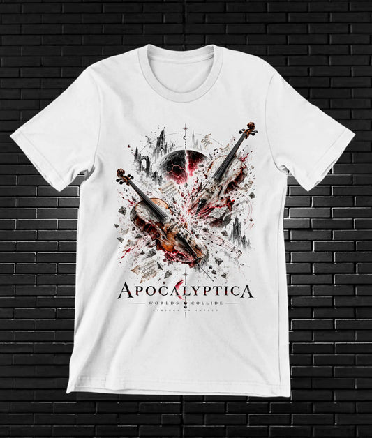 Camiseta Apocalyptica, familia CAMINE, diseño MERON, color blanco