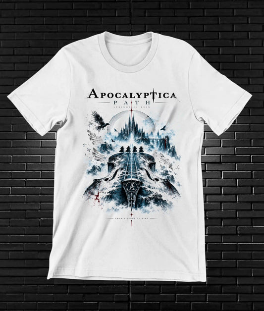 Camiseta Apocalyptica, familia CAMINE, diseño NIVRA, color blanco