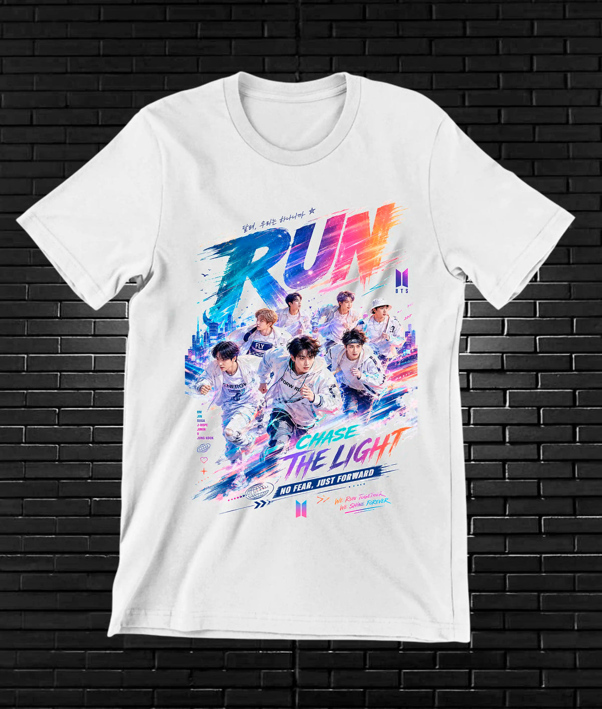 Camiseta BTS, diseño MERON, color blanco