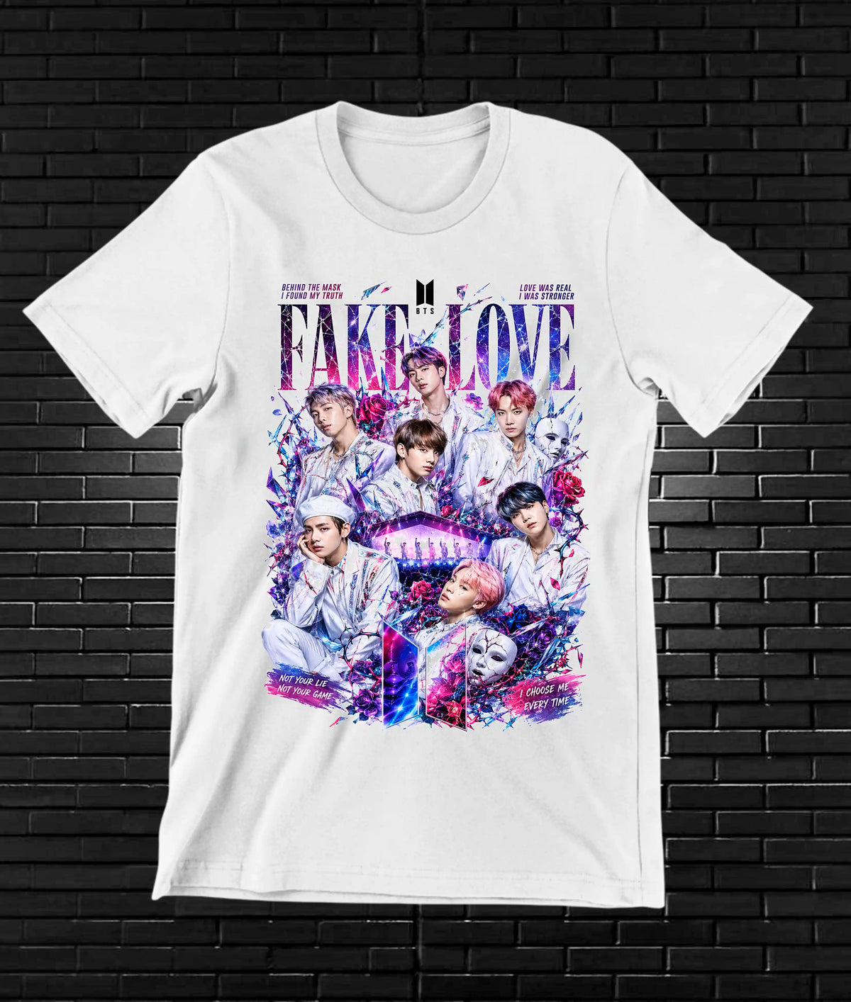 Camiseta BTS, diseño MERON, color blanco