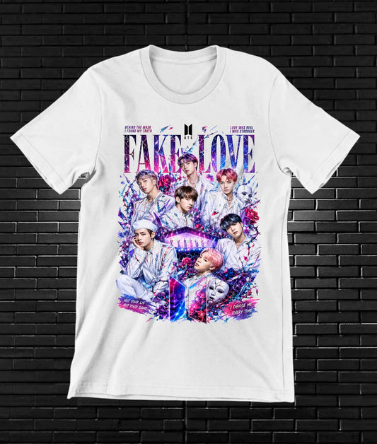 Camiseta BTS, diseño MERON, color blanco