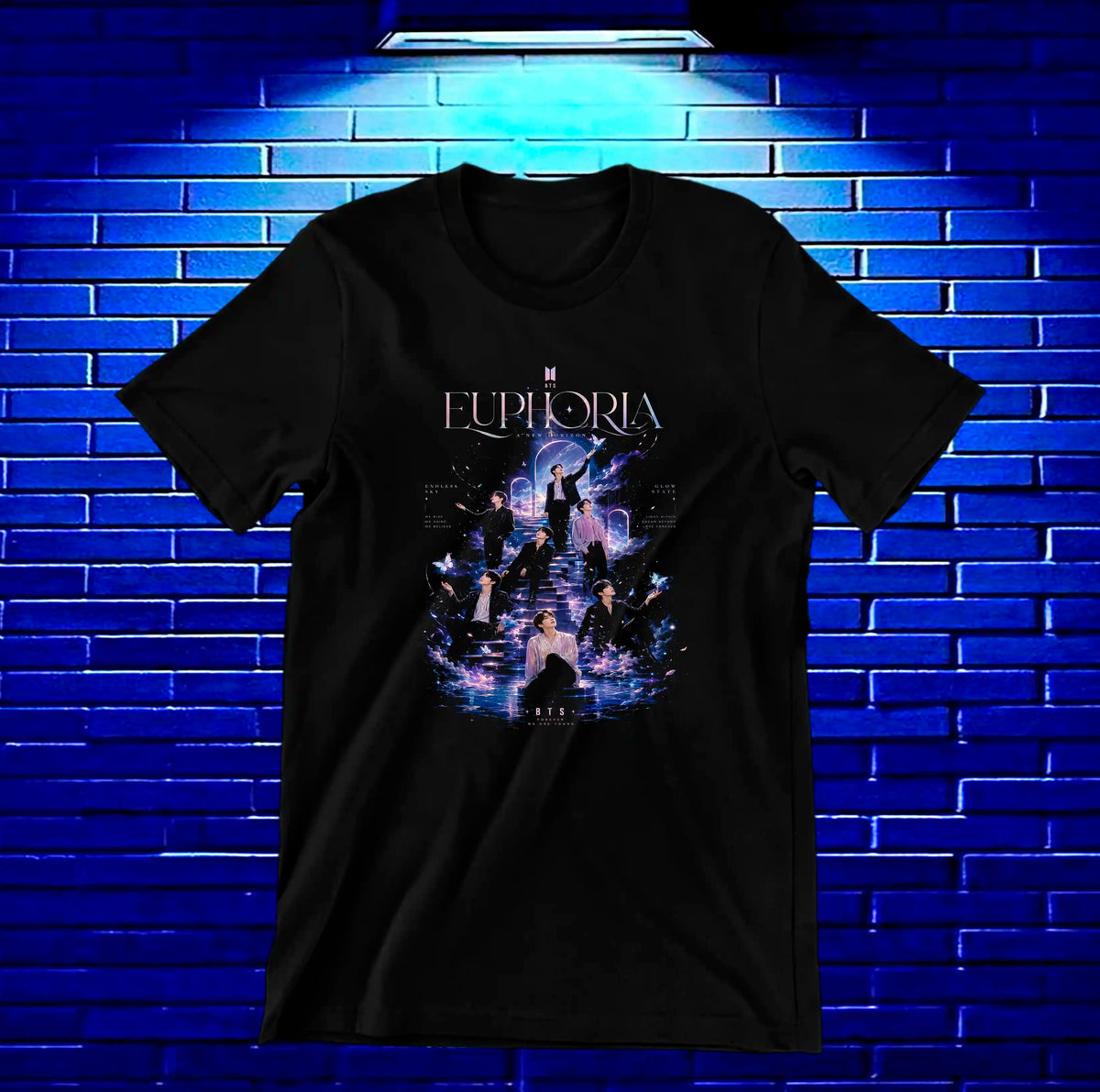 Camiseta BTS, diseño MERON, color negro