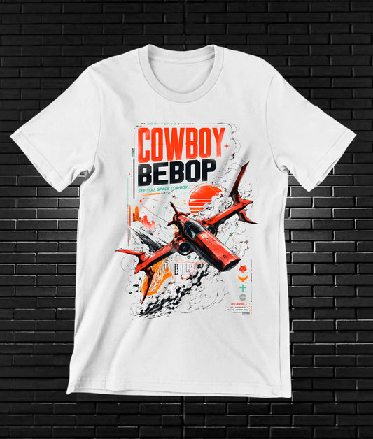 Camiseta Cowboy Bebop diseño MERON color blanco
