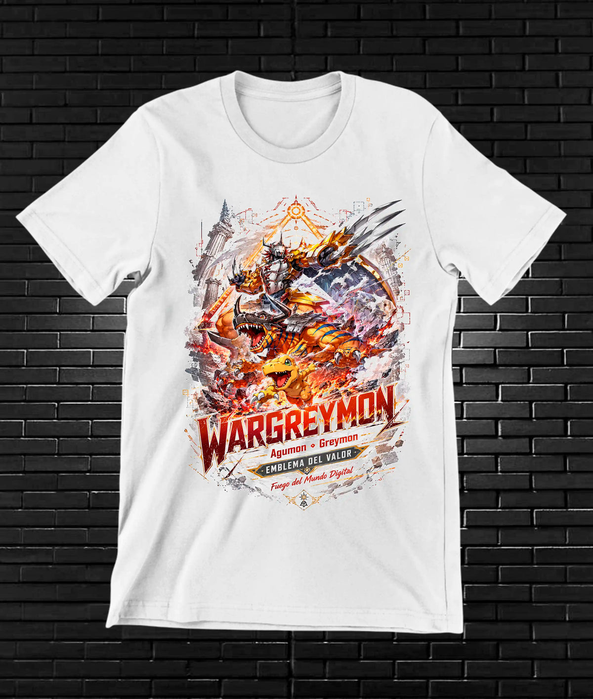 Camiseta Digimon, diseño NIVRA, color blanco