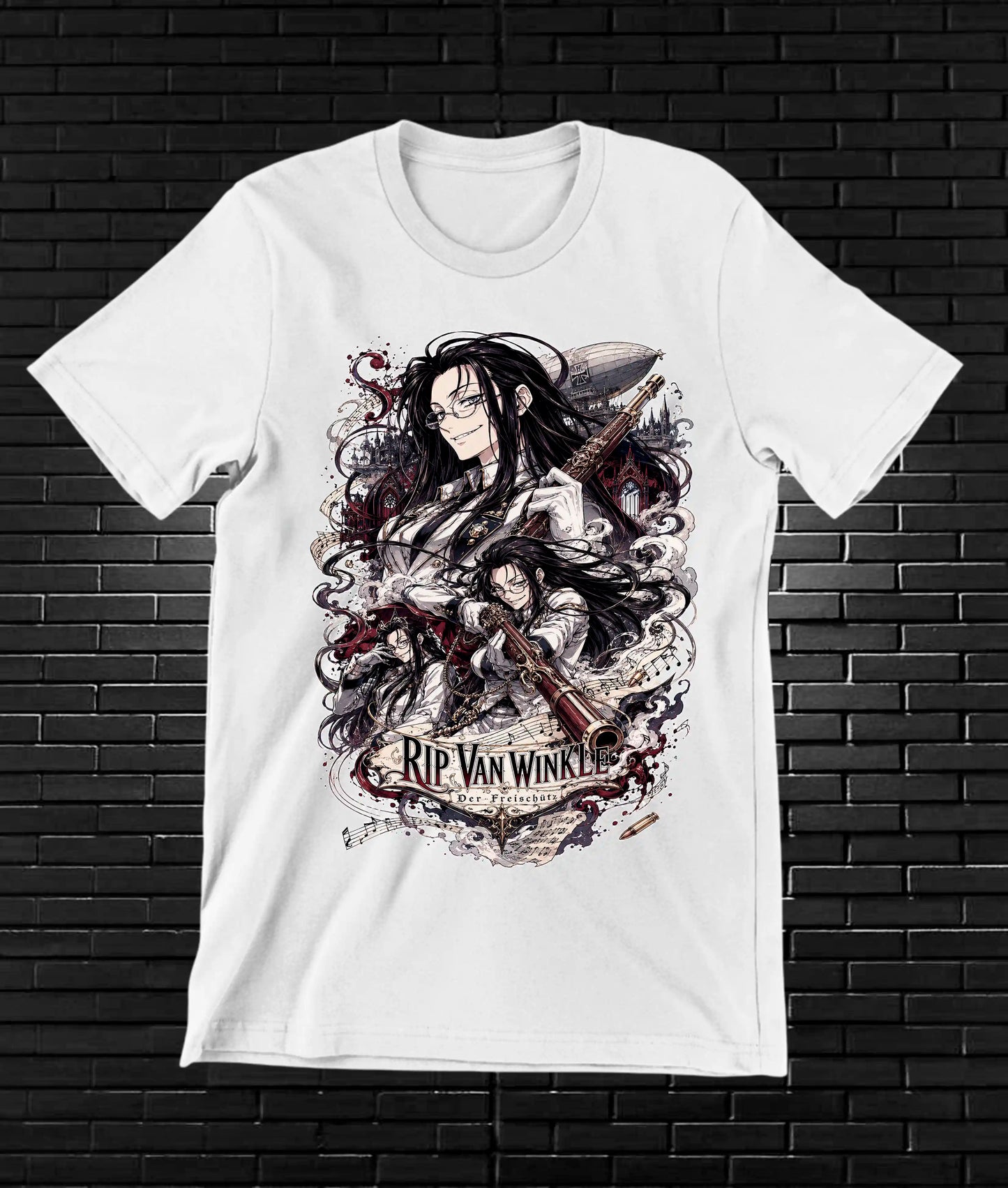 Camiseta Hellsing 2 diseño BANIX color blanco
