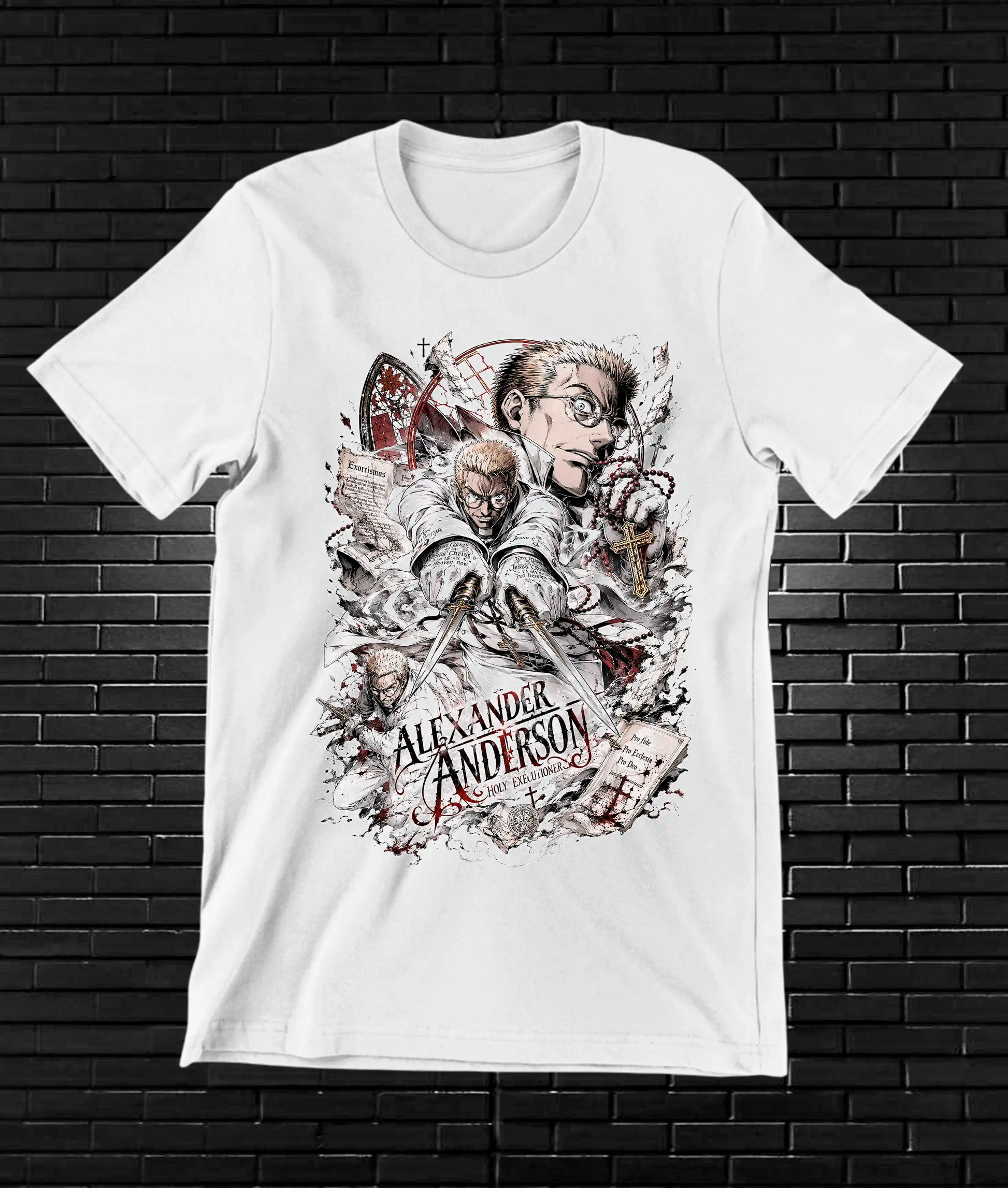 Camiseta Hellsing 2 diseño MERON color blanco