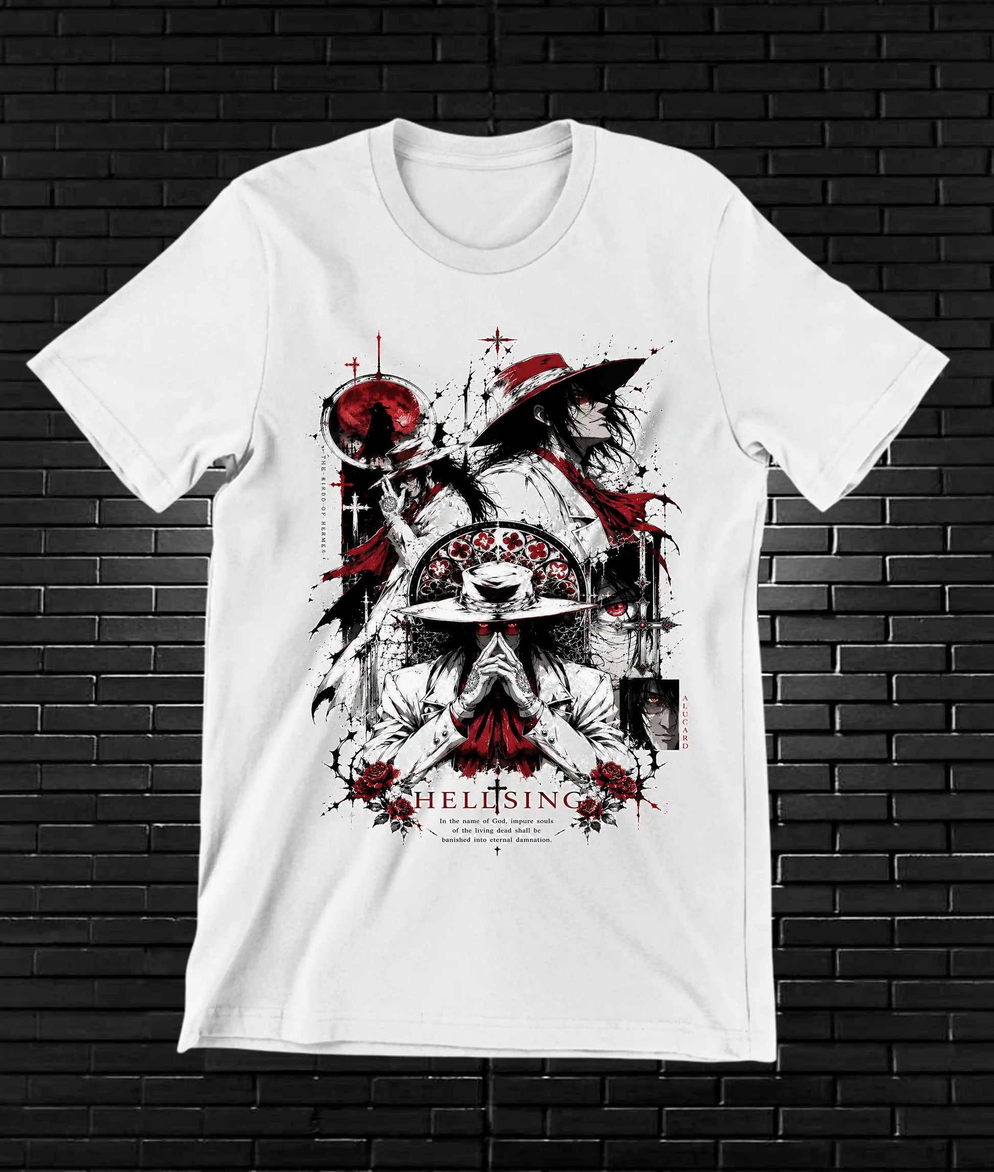 Camiseta Hellsing 3 diseño BAREN color blanco