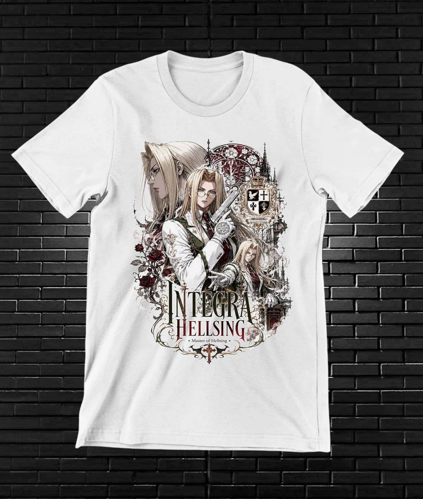 Camiseta Hellsing 3 diseño MERON color blanco