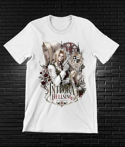 Camiseta Hellsing 3 diseño MERON color blanco