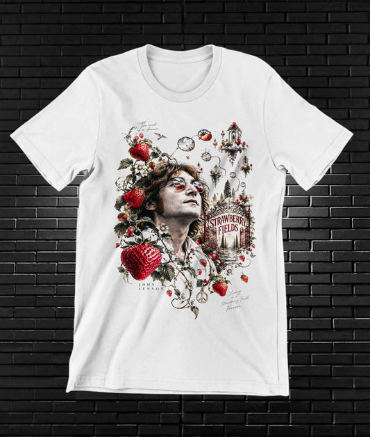 Camiseta John Lennon, familia BAMOR, diseño BANIX, color blanco
