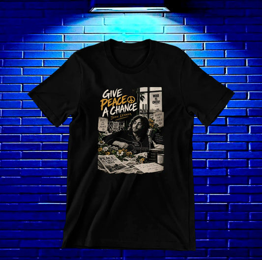 Camiseta John Lennon, familia BAMOR, diseño BAREN, color negro