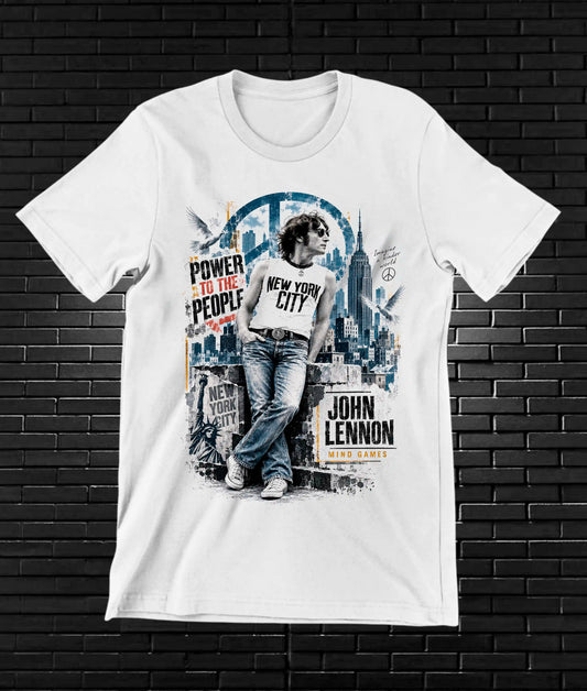Camiseta John Lennon, familia BAMOR, diseño CAVOX, color blanco