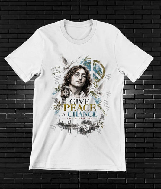 Camiseta John Lennon, familia BAMOR, diseño MERON, color blanco
