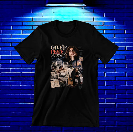 Camiseta John Lennon, familia BAMOR, diseño MERON, color negro
