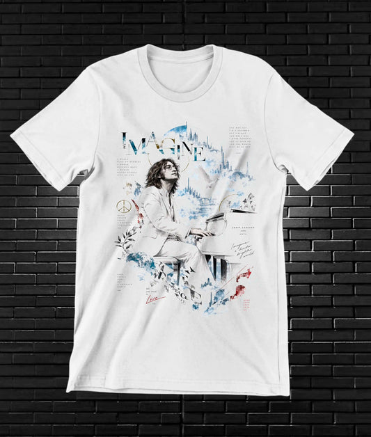 Camiseta John Lennon, familia CAMINE, diseño BAREN, color blanco