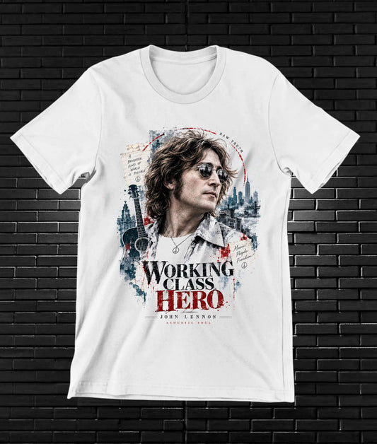 Camiseta John Lennon, familia CAMINE, diseño NIVRA, color blanco