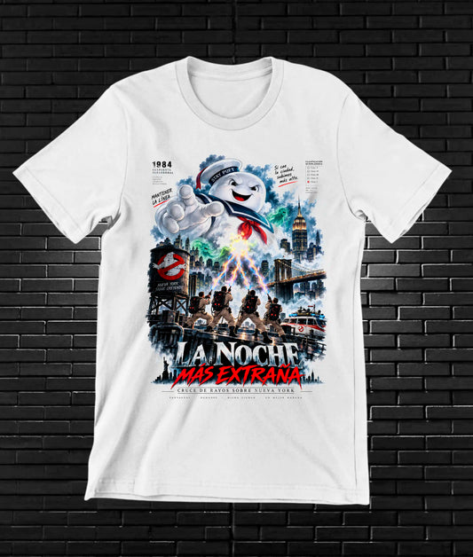 Camiseta Los Cazafantasmas, familia BAMOR, diseño BANIX, color blanco