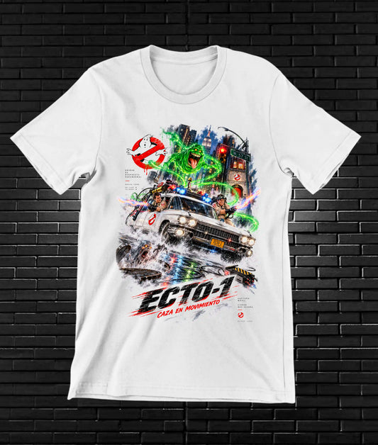 Camiseta Los Cazafantasmas, familia BAMOR, diseño NIVRA, color blanco