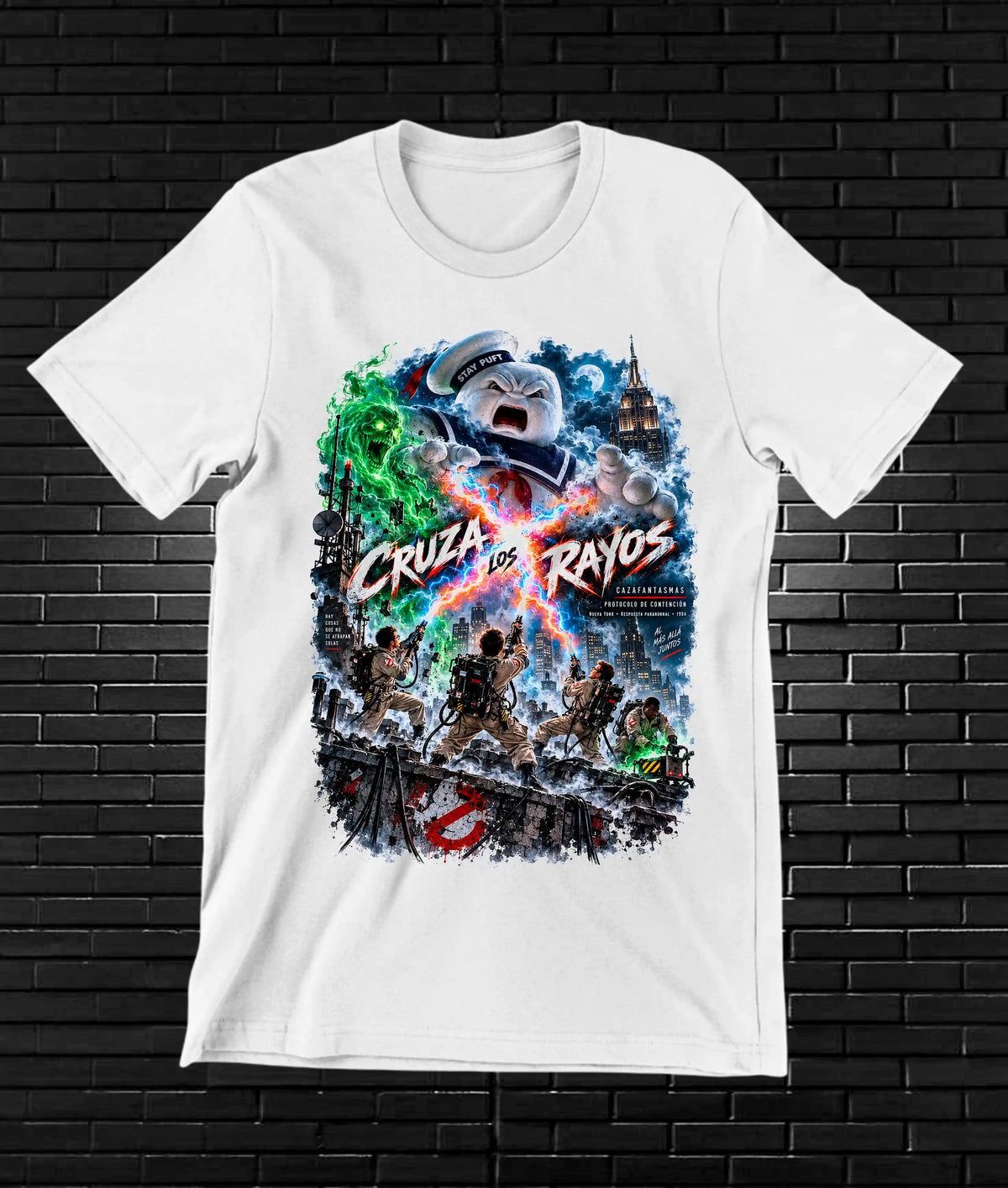 Camiseta Los Cazafantasmas, familia CAMINE, diseño BANIX, color blanco