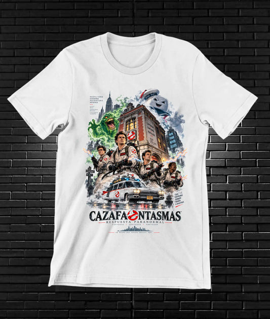 Camiseta Los Cazafantasmas, familia CAMINE, diseño NIVRA, color blanco