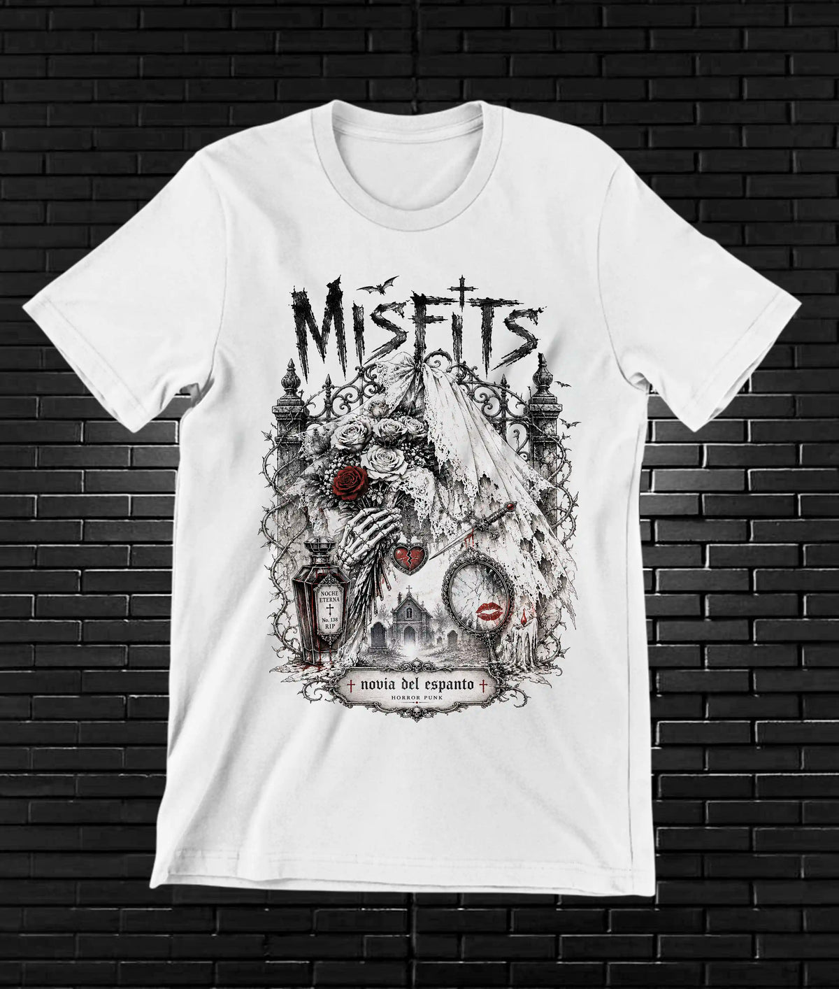 Camiseta Misfits, diseño CAVOX, color blanco