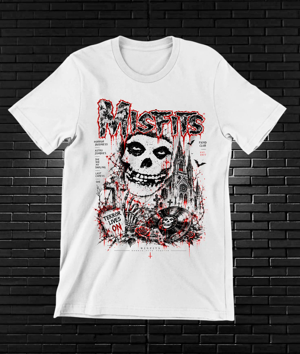 Camiseta Misfits, diseño NIVRA, color blanco