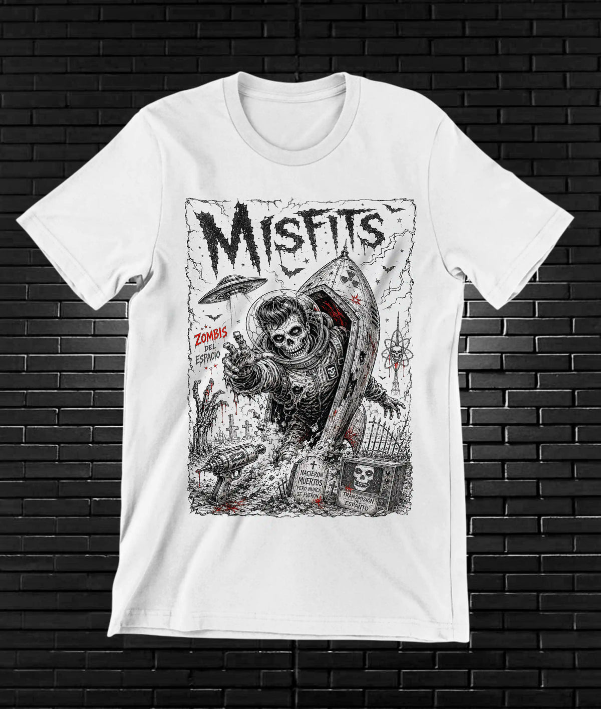 Camiseta Misfits, diseño BAREN, color blanco