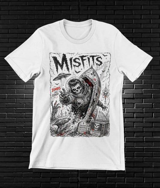 Camiseta Misfits, diseño BAREN, color blanco