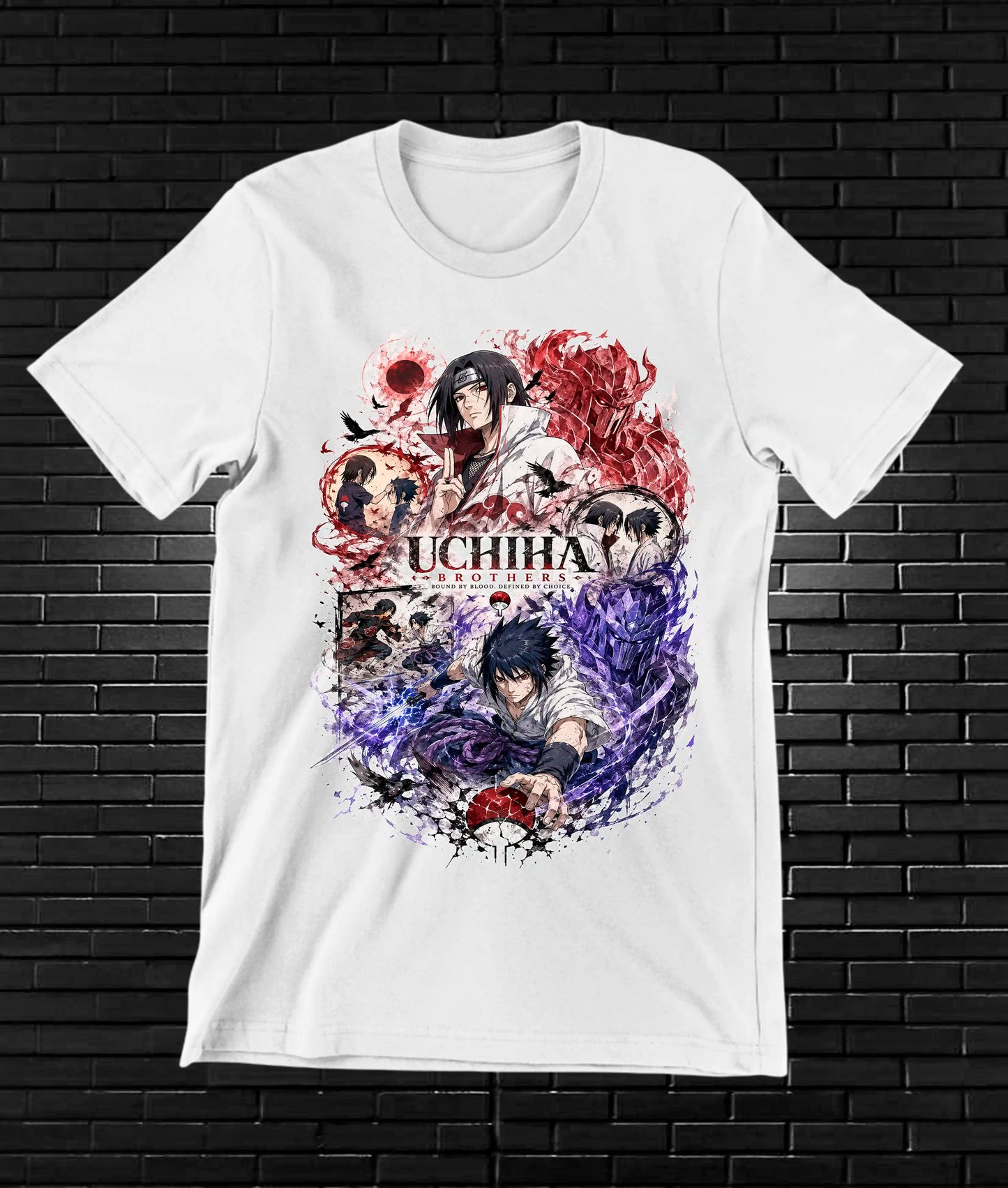 Camiseta Naruto Itachi 2 diseño MERON color blanco