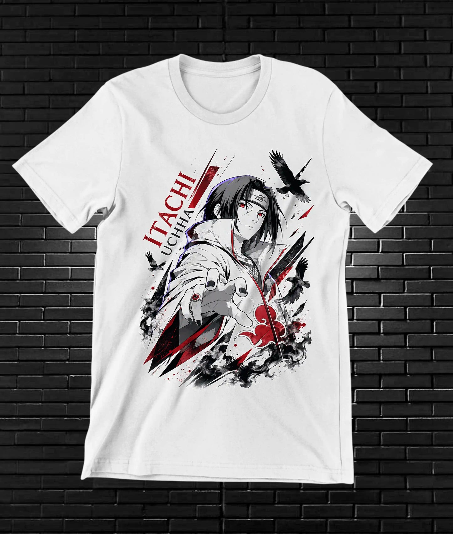 Camiseta Naruto Itachi 3 diseño BANIX color blanco