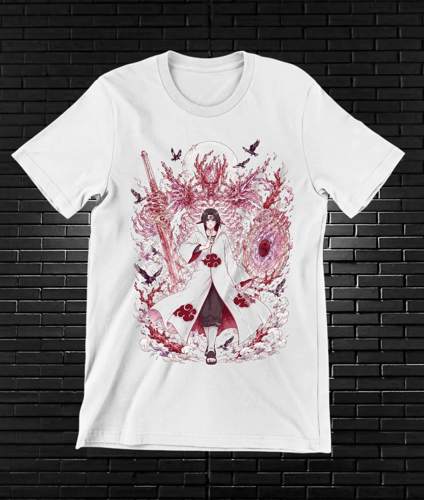 Camiseta Naruto Itachi 3 diseño BAREN color blanco