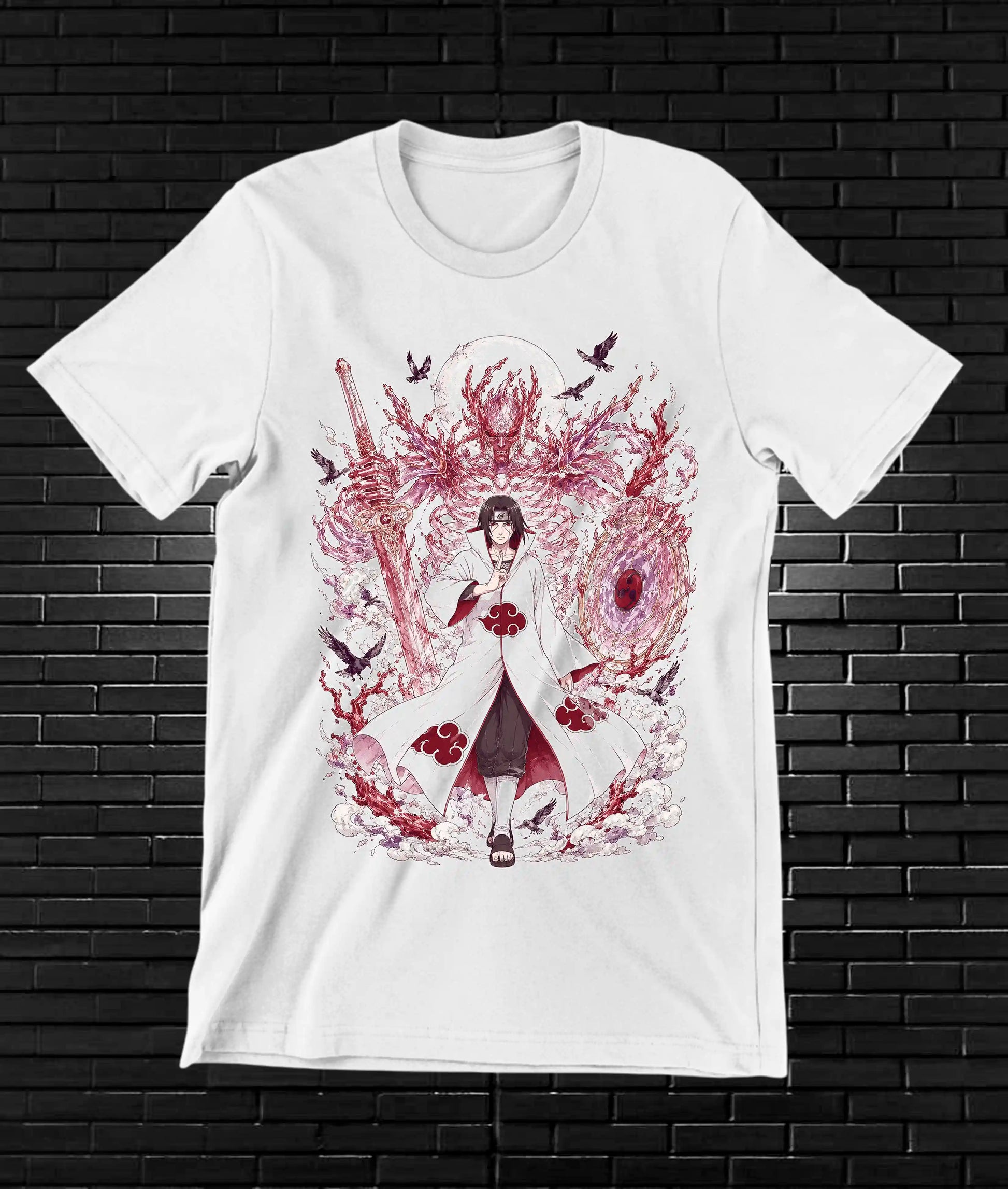 Camiseta Naruto Itachi 3 diseño BAREN color blanco