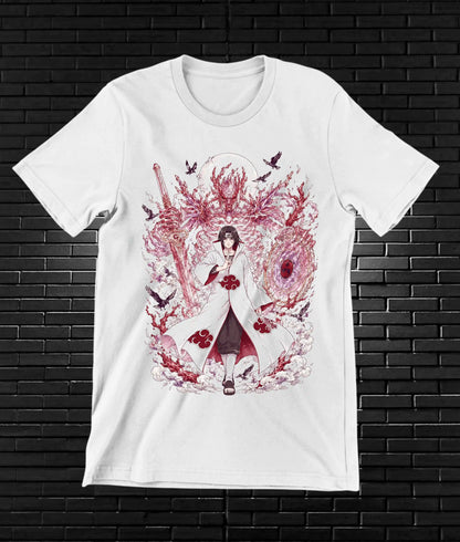 Camiseta Naruto Itachi 3 diseño BAREN color blanco