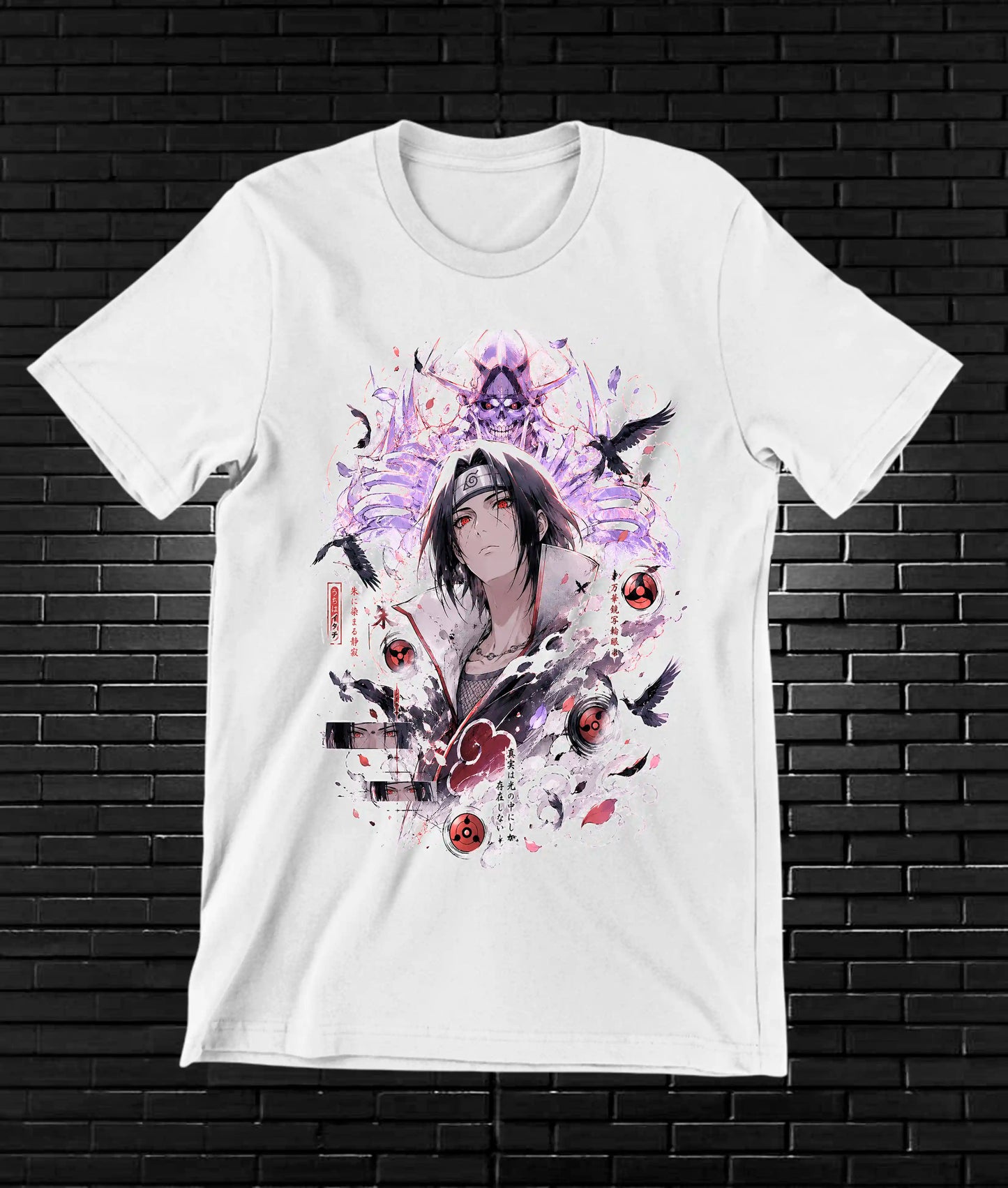 Camiseta Naruto Itachi 3 diseño CAVOX color blanco