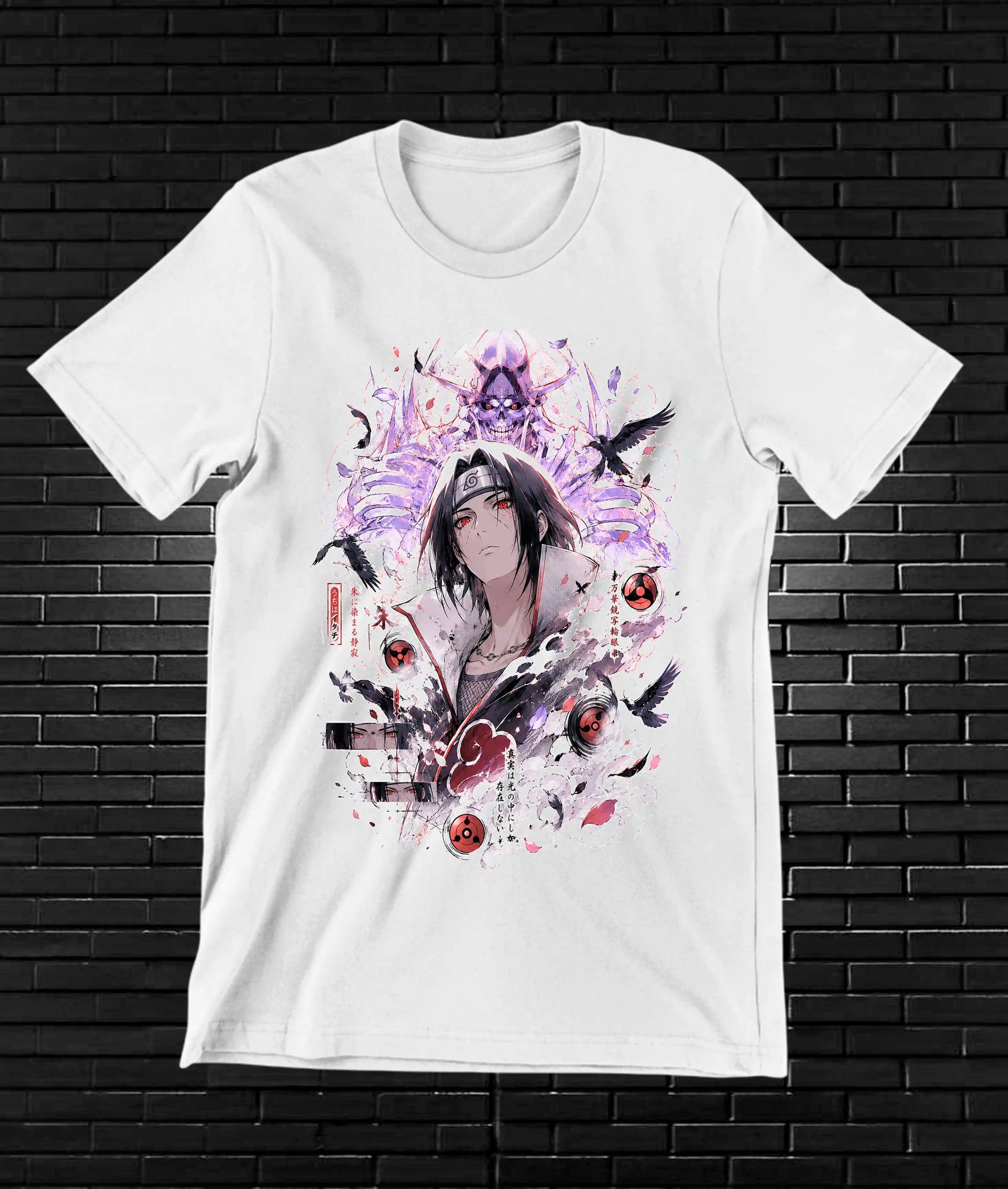 Camiseta Naruto Itachi 3 diseño CAVOX color blanco