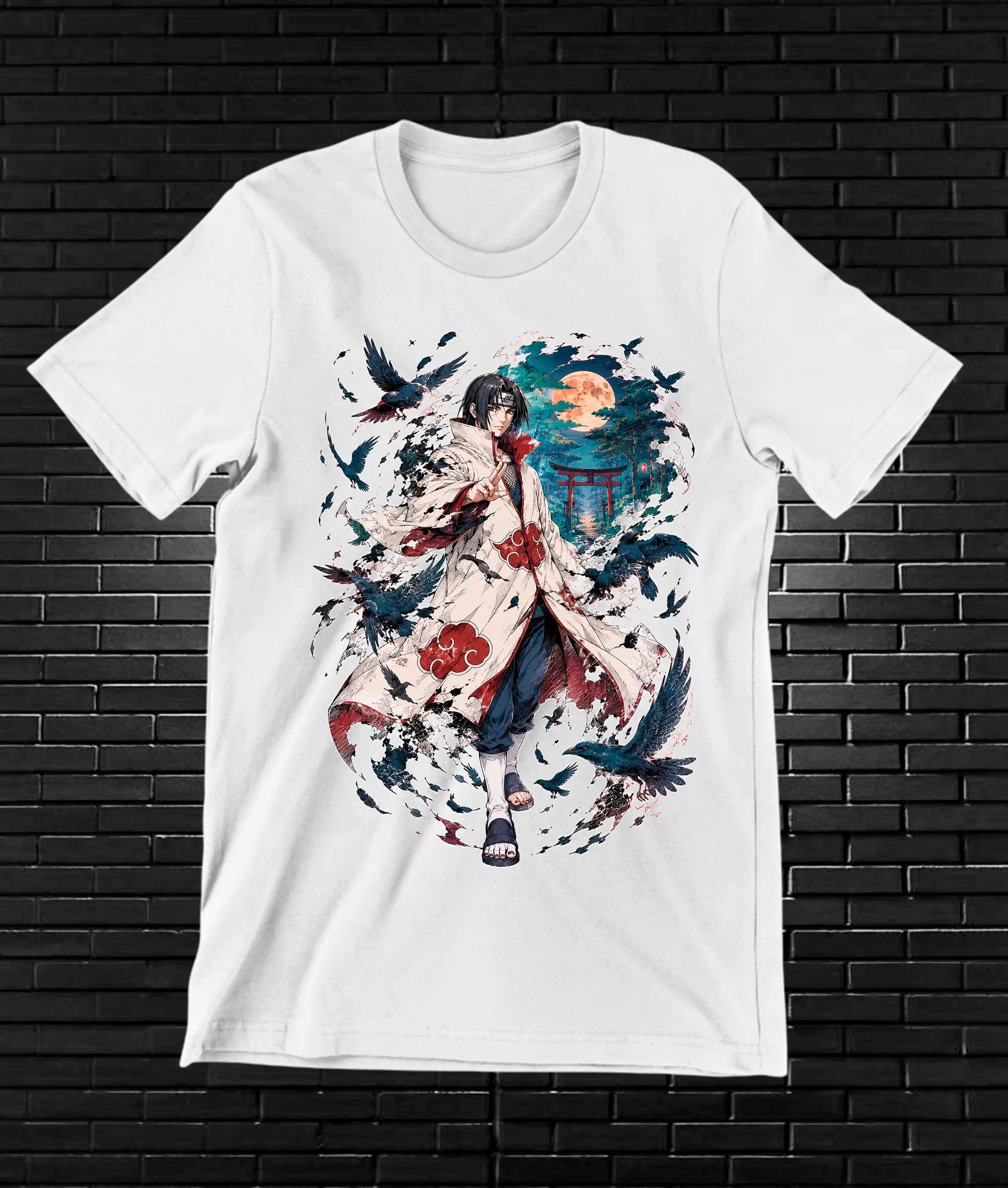 Camiseta Naruto Itachi 3 diseño NIVRA color blanco